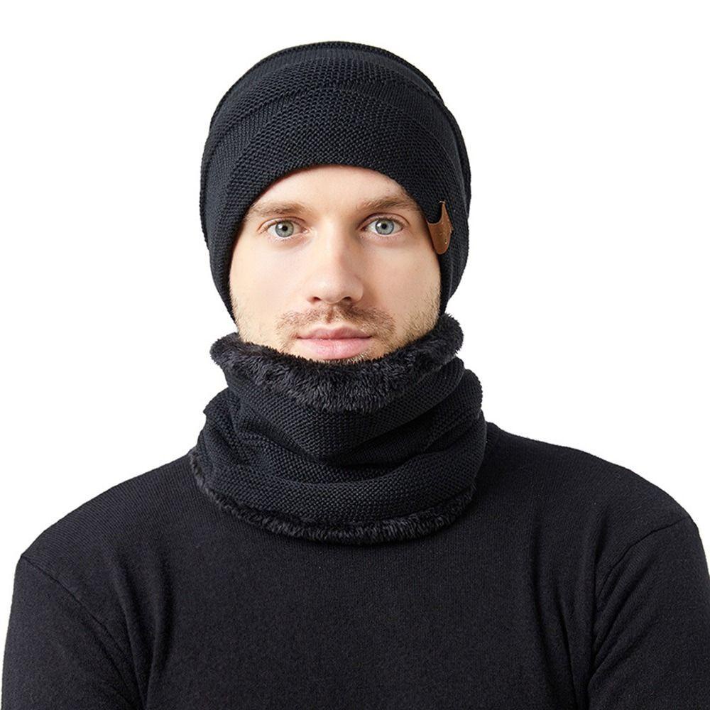 Mũ Beanie Dệt Kim Kiêm Khăn Choàng Cổ Giữ Ấm