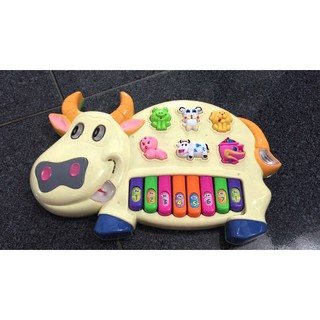 Đồ chơi đánh đàn hình con bò sửa đẹp mắt, kích thích khả năng âm nhạc cho trẻ, dạy bé tiếng kêu các con vật
