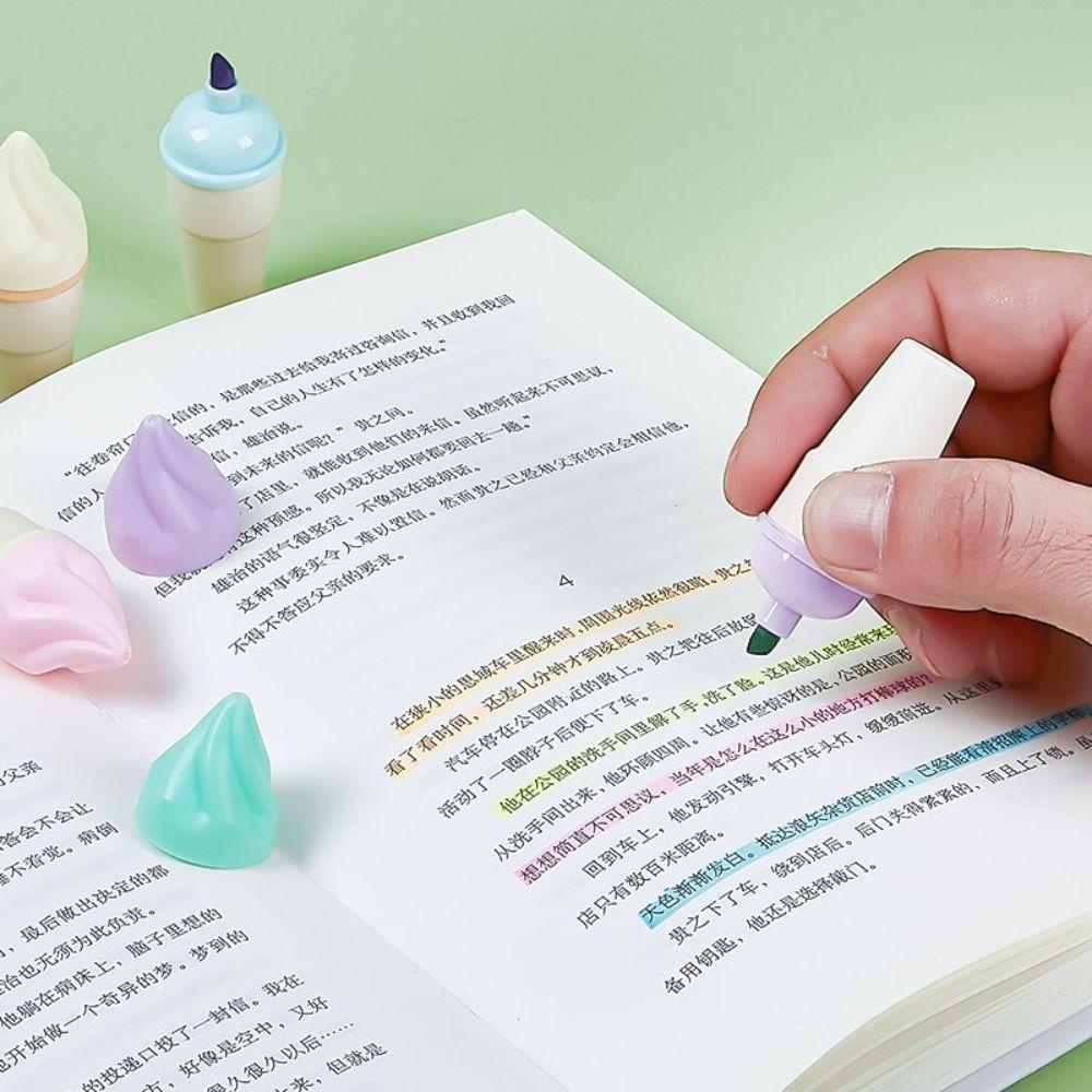 Set 6 Bút Đánh Dấu Hình Cây Kem Màu Ngà Xinh Xắn
