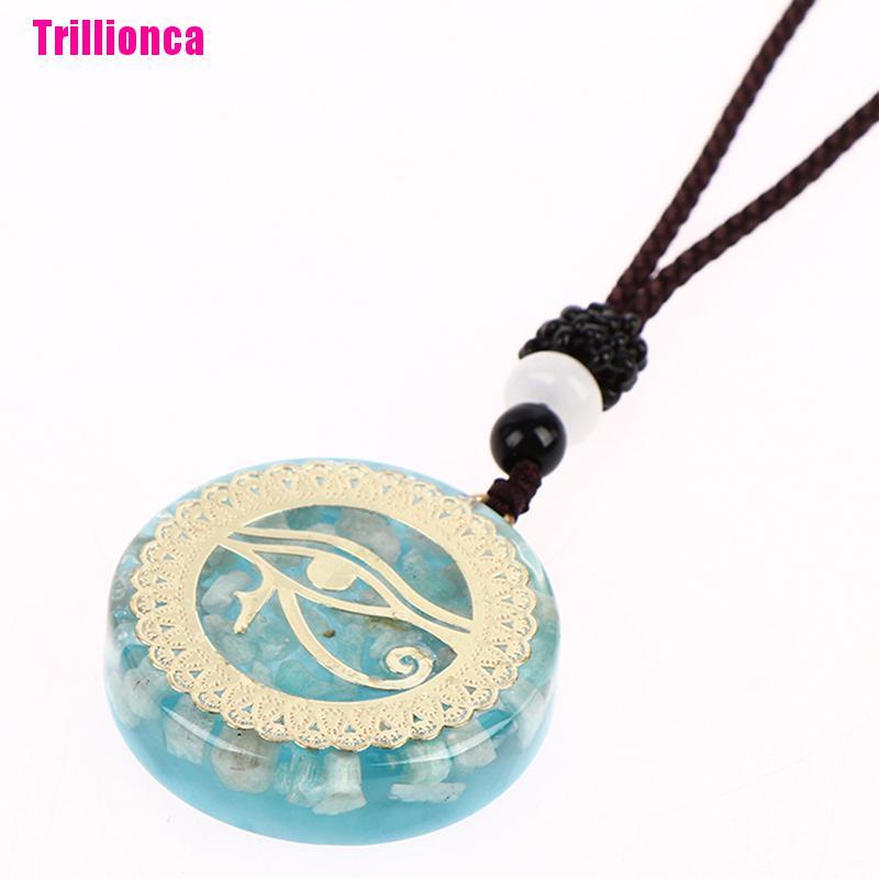 【Trillionca】1Pc Orgonite Energy Pendant Orgone Amazonite Necklace Horus Eye All-