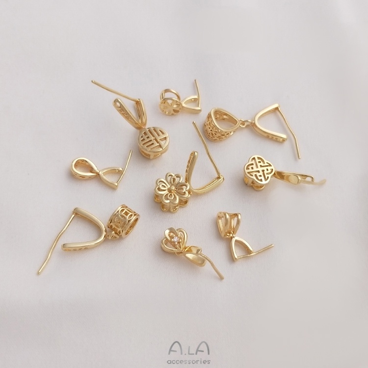 Khóa Cài Đồng 14K Màu Sắc Bắt Mắt Dùng Làm Mặt Dây Chuyền Đồng