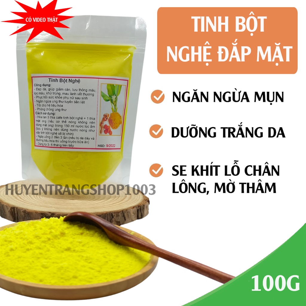 100Gram Tinh bột nghệ nguyên chất mỹ phẩm handmade (có giấy đăng kí kinh doanh và VSATTP)