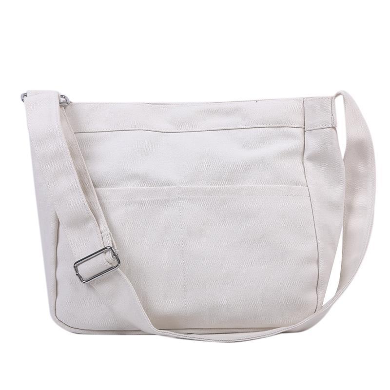 Túi Vải Canvas Đeo Chéo Phong Cách Harajuku Nhật Bản Hợp Thời Trang Cho Nữtúi đeo chéo nữ màu đen  trần trám dáng tròn dây bản to màu trắng học sinh  túi canvas đeo chéo