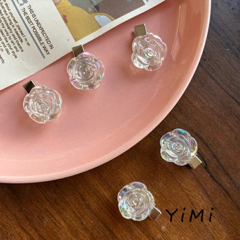 Kẹp tóc hình hoa hồng màu trắng phong cách Hàn Quốc thanh lịch