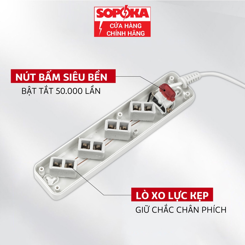 Ổ cắm điện ổ điện chịu tải 2200W SOPOKA 3L2-6L2 công tắc an toàn