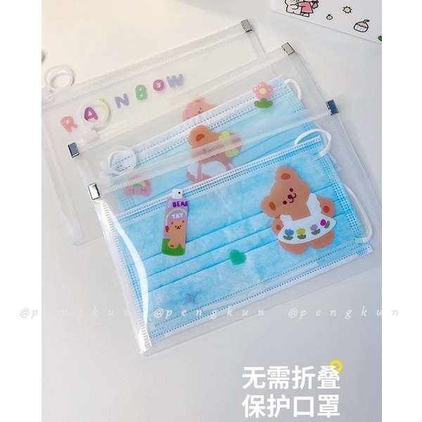 Túi đựng khẩu trang có dây khóa kéo chống thấm nước chống bụi thiết kế nhỏ gọn tiện dụng