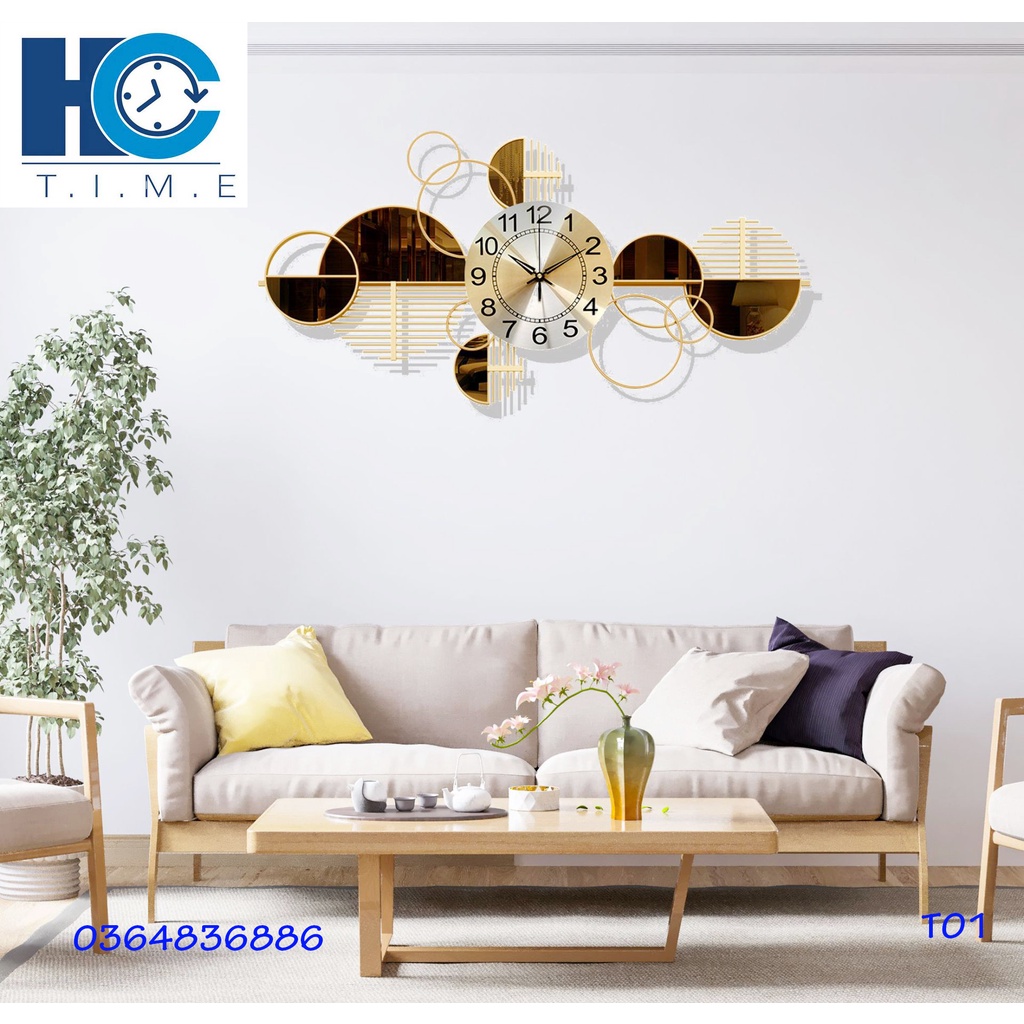 Đồng hồ treo tường trang trí decor T01 kích thước 86 x 43 cm