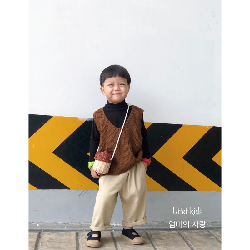 ÁO GILE LEN TRƠN DÀNH CHO BÉ GÁI VÀ BÉ TRAI PHONG CÁCH HÀN QUỐC RẤT ĐẸP