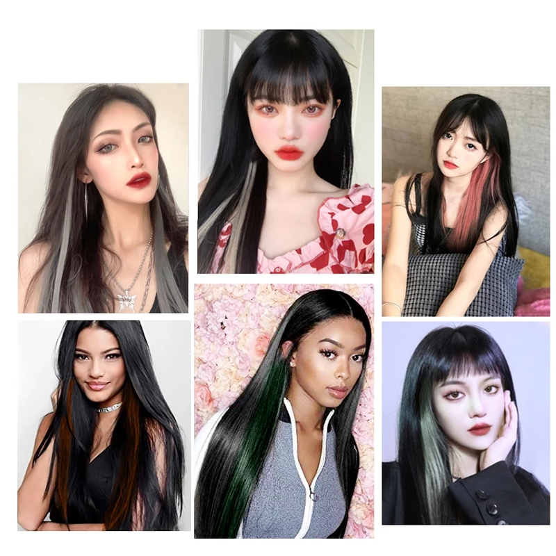 Kẹp tóc giả nữ dài thẳng màu ombre cá tính