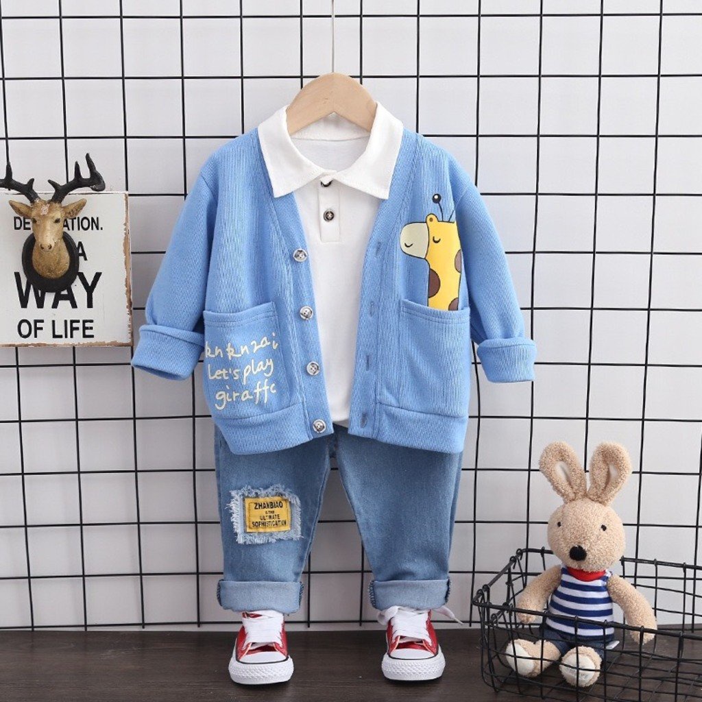 Áo khoác cardigan cho bé kangmin-kids, Áo khoác cotton  in hình hươu cực xinh cho bé từ8-20kg mã H001