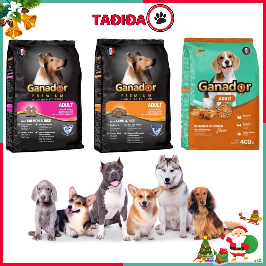 Thức Ăn Cho Chó Trưởng Thành Ganador Adult Hạt Khô Vị Gà, Cá Hồi, Cừu Gạo Gói 400g - Tadida Pet