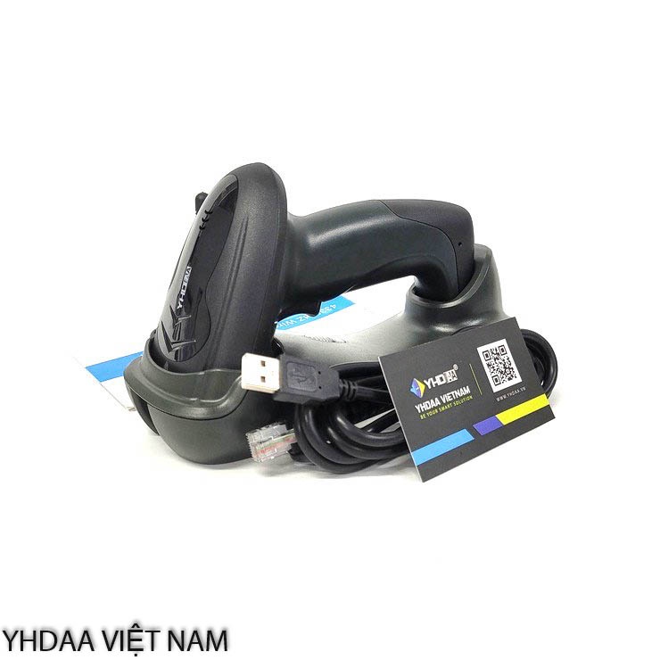 Máy quét mã vạch không dây YHD 5300CM 1D kèm đế sạc siêu nhạy, Đầu đọc mã Barcode mẫu mới dùng trên Máy tính, Laptop