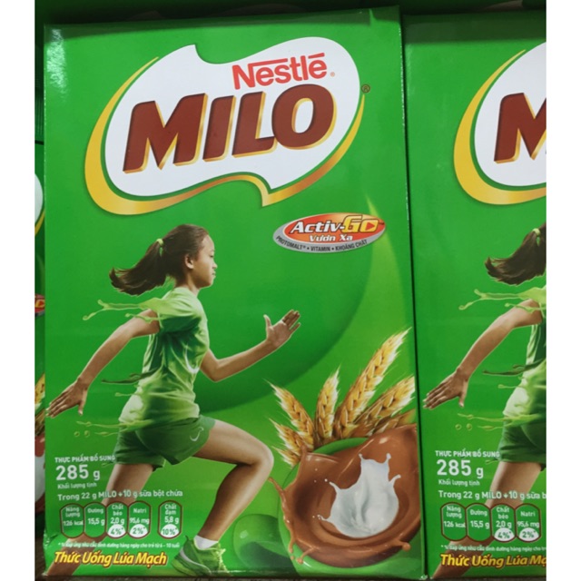 Milo bột hộp giấy 285g