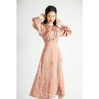 Váy in HT cổ buộc nơ CCHAT