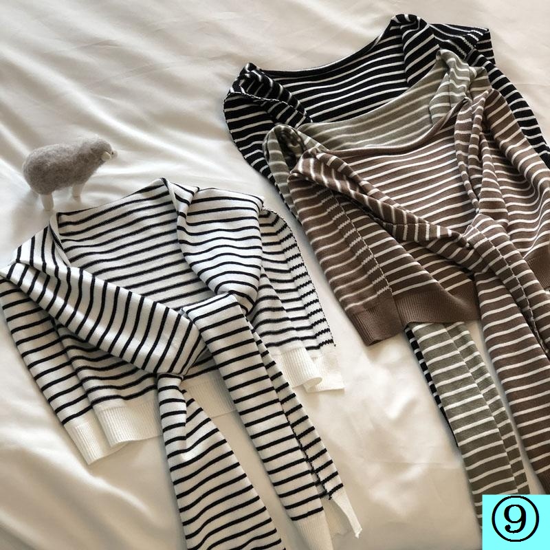 Khăn Choàng Dệt Kim Nhỏ Họa Tiết Kẻ Sọc Thời Trang Xuân Thu Cho Nữ