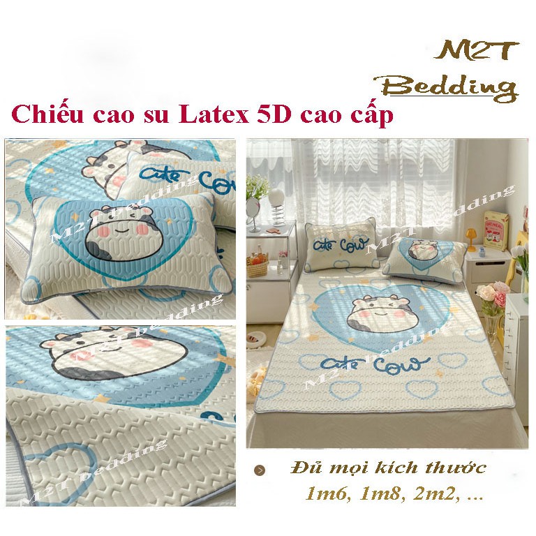 Chiếu điều hòa Latex mủ cao su non M2T bedding họa tiết 6D mát lạnh chuẩn hàng loại 1