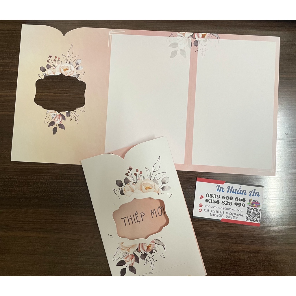 Thiệp cưới gập 3 sang chảnh