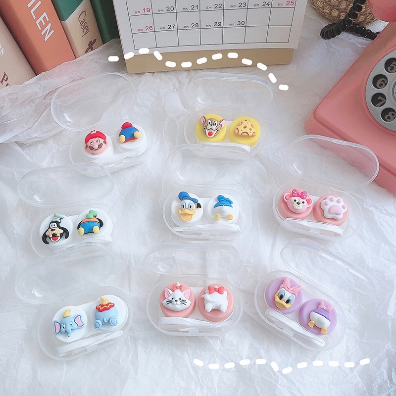 [Hàng mới về] Hộp đựng kính áp tròng nhiều họa tiết tùy chọn xinh xắn