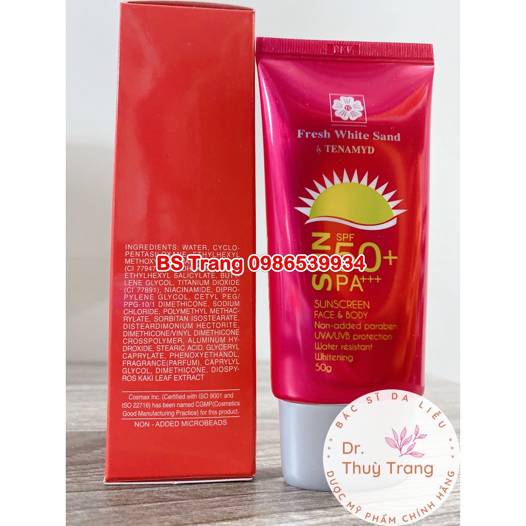 Kem chống nắng và dưỡng trắng da Tenamyd Fresh White Sand SPF50+, PA++++ - Tuýt 50 gram