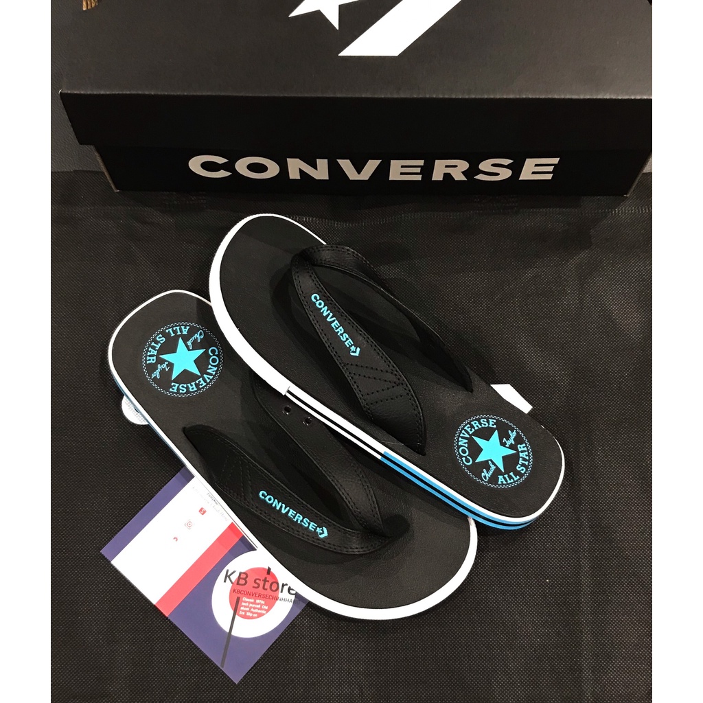 Dép Converse đen logo neon