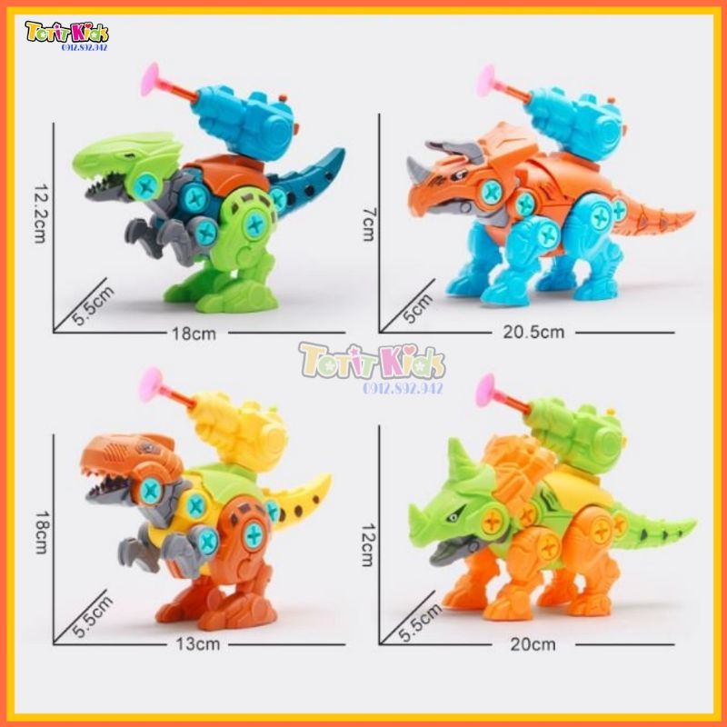 Khủng long lắp ráp, có súng bắn được, size to 20cm, tháo lắp bằng Tua vít