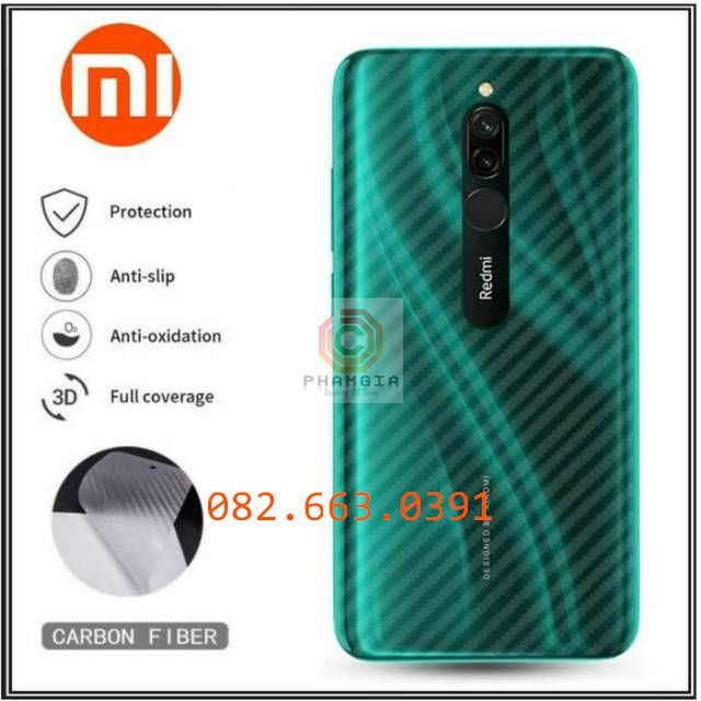 Miếng dán mặt lưng skin carbon Xiaomi Redmi 8/ 8A/ Note 8