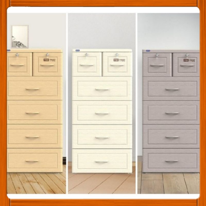 TỦ NHỰA VÂN GỖ 5 TẦNG 6 NGĂN DUY TÂN 60*48*124cm