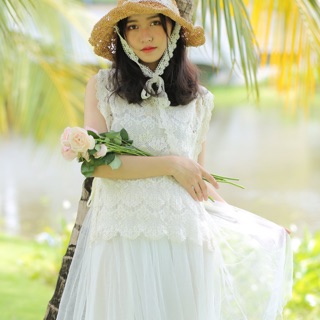 Set đầm trắng ren