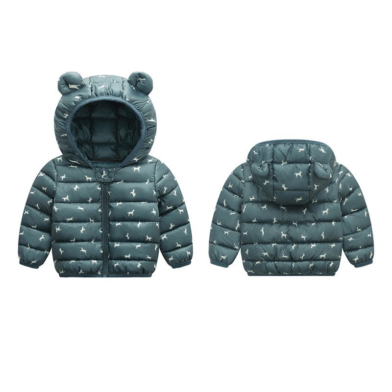 Áo khoác tay dài có nón in họa tiết xinh xắn thời trang dành cho trẻ em