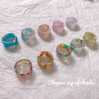 Nhẫn nhựa acrylic phong cách Hàn Quốc bản to