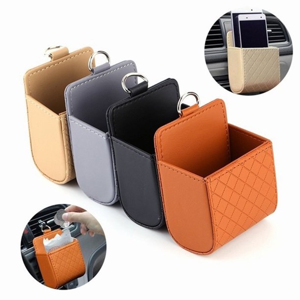 Hộp Đựng Điện Thoại Di Động Bằng Da Ô Tô 9 * 8,5 * 4,5 Cm Hộp Đựng Đồ Lặt Vặt Trên Ô Tô Sáng Tạo 6