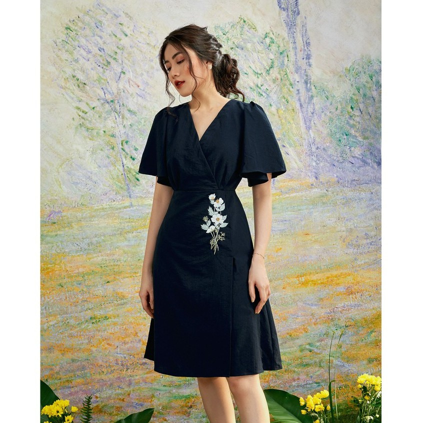 OLV - Đầm Saphhire V Neck Embro