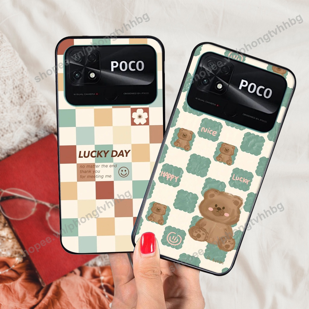Ốp lưng Xiaomi Poco C40 gấu bo viền đẹp siêu chất cực cute