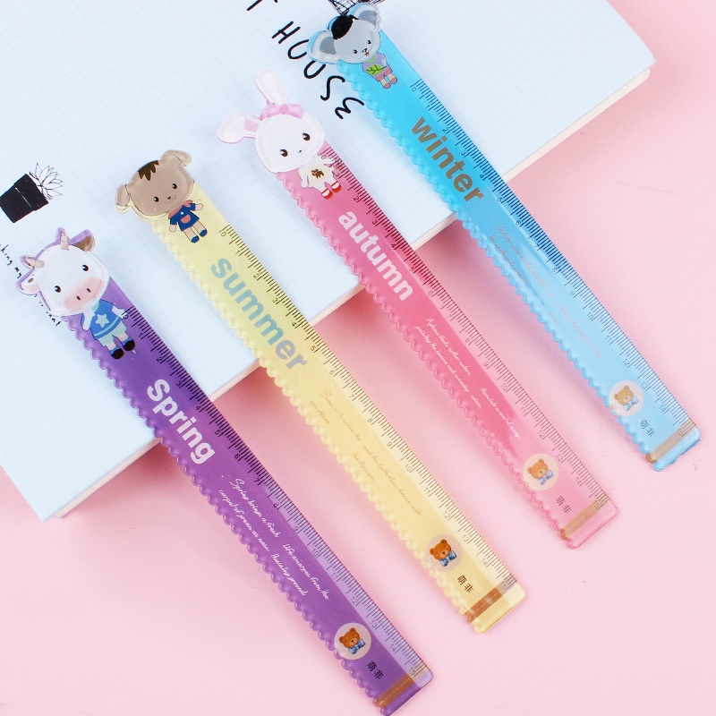 Set 3 Cây Thước Kẻ Cute Mica 15cm Hình Thú Dễ Thương - Gửi Ngẫu Nhiên