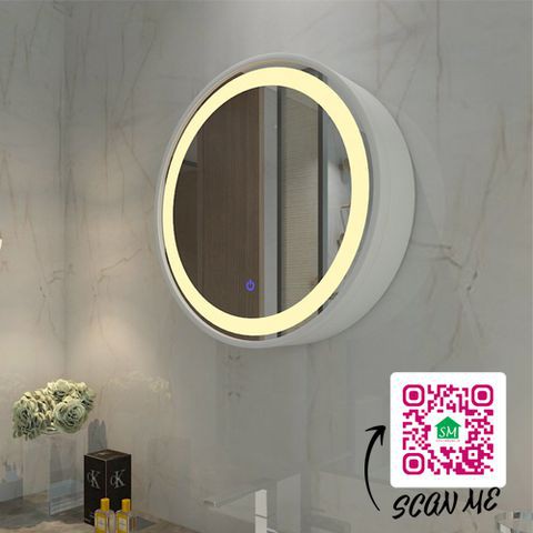 TỦ GƯƠNG TRÒN TREO TƯỜNG PHÒNG TẮM SMHOME NT07- TÍCH HỢP ĐÈN LED VÀ CÔNG TẮC CẢM ỨNG TRÊN GƯƠNG