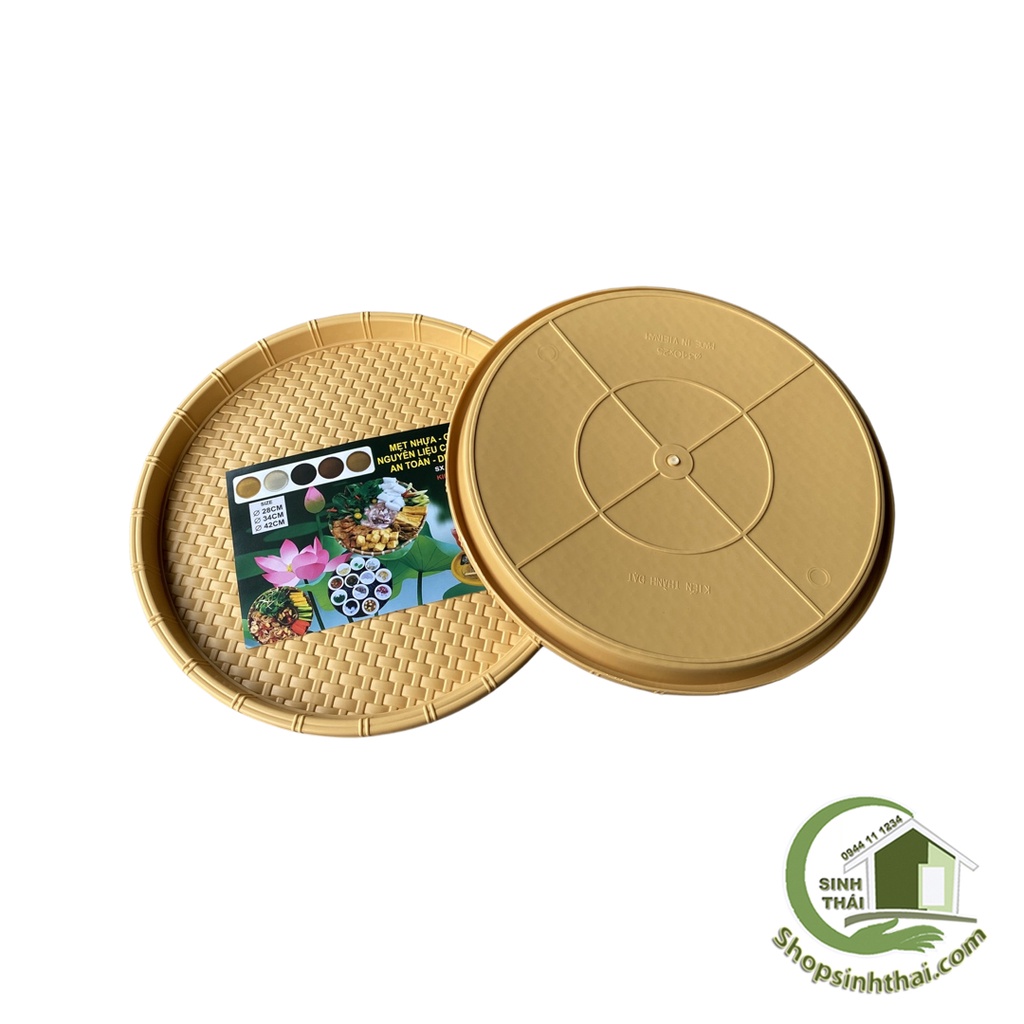 Mẹt nhựa giả mây đựng bún đậu size đại 52cm màu vàng - Khay nhựa tròn