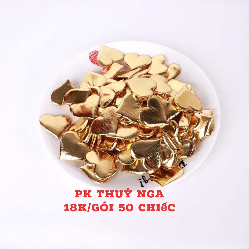 TÚI 50 TIM VÀNG BẠC( KHÔNG QUE CẮM) TRANG TRÍ BÁNH KEM