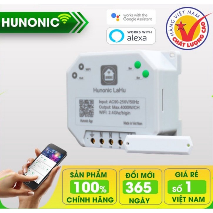 Công tắc wifi điều khiển từ xa qua điện thoại HUNONIC LaHu01 4000W