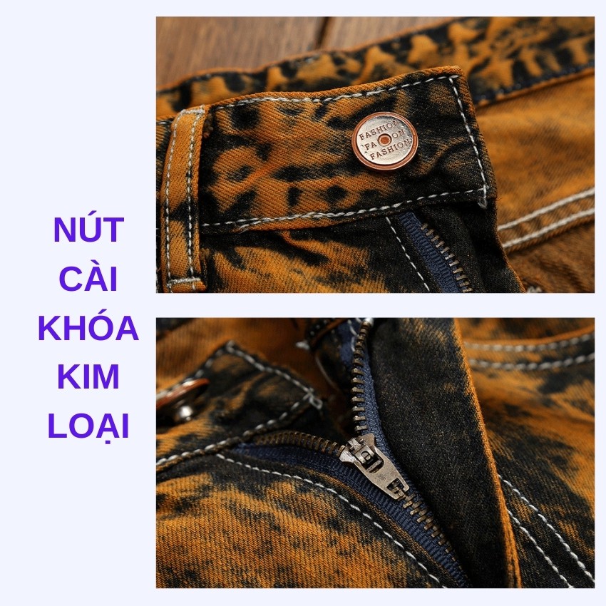 Quần jeans nam chất bò cao cấp độc lạ LEVAMEN chất liệu cotton không co giãn rách gối thêu vá logo QJ061 | BigBuy360 - bigbuy360.vn