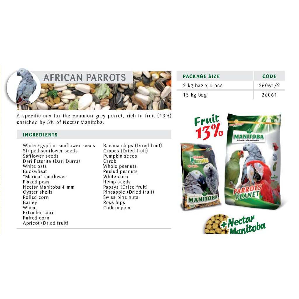 Thức ăn hỗn hợp dành cho vẹt xám gói 2kg