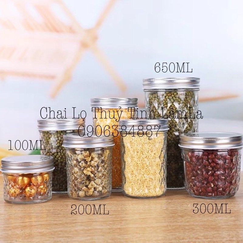 Hũ Thủy Tinh Nắp Nhôm Đủ Size Đựng Thực Phẩm Gia Vị / Đựng Sữa Chua Bánh Flan