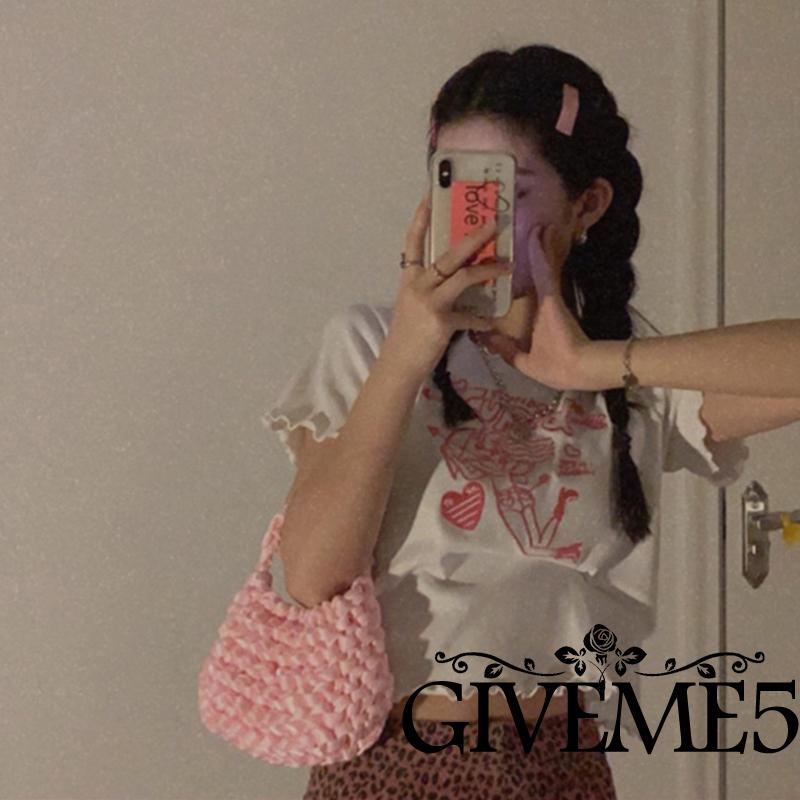 Áo Thun Lửng Ngắn Tay Thêu Họa Tiết Thời Trang Cho Nữ