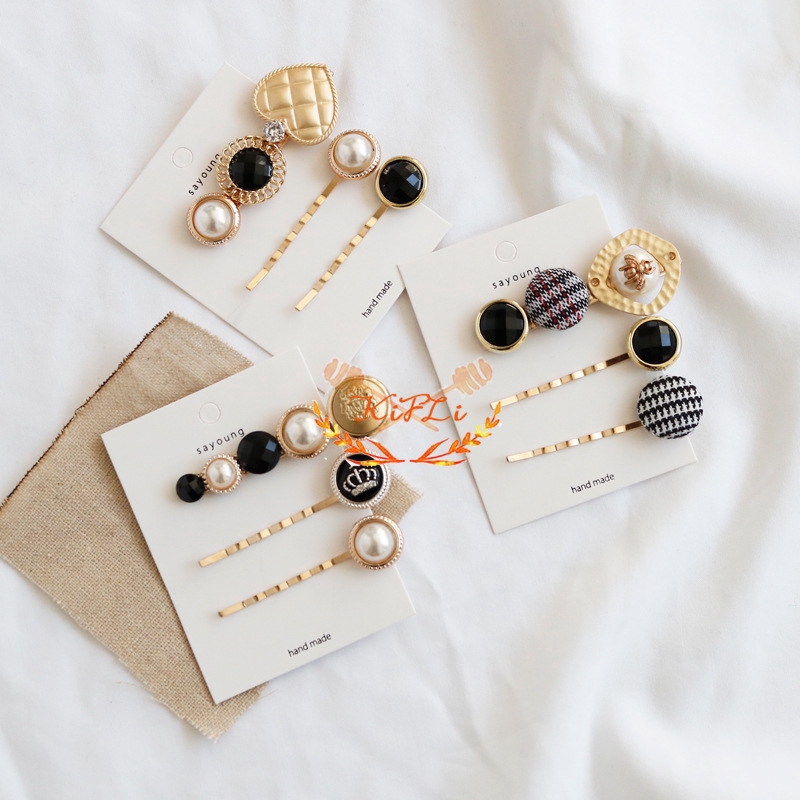 Bộ 8 Kẹp Tóc Đính Ngọc Trai Phong Cách Hàn Quốc Cho Nữ