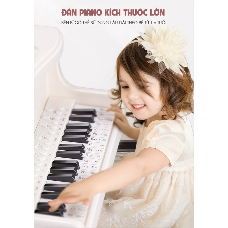 Đàn piano mini cho bé kèm mic thu âm, có kết nối điện thoại, bàn phím chữ Tiếng Anh cao cấp - Đồ chơi âm nhạc trẻ em