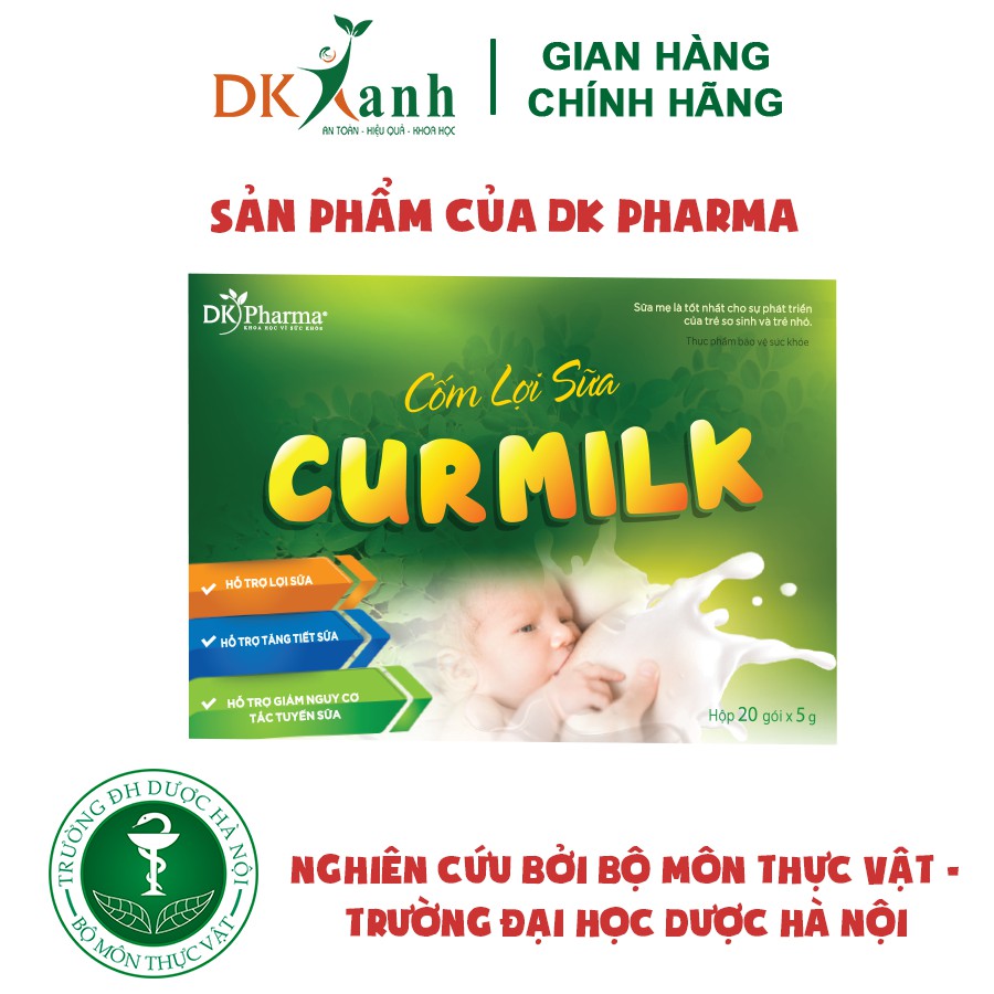 Cốm lợi sữa Curmilk hộp to 20 gói / hộp nhỏ 10 gói (5g/gói) - DK Pharma