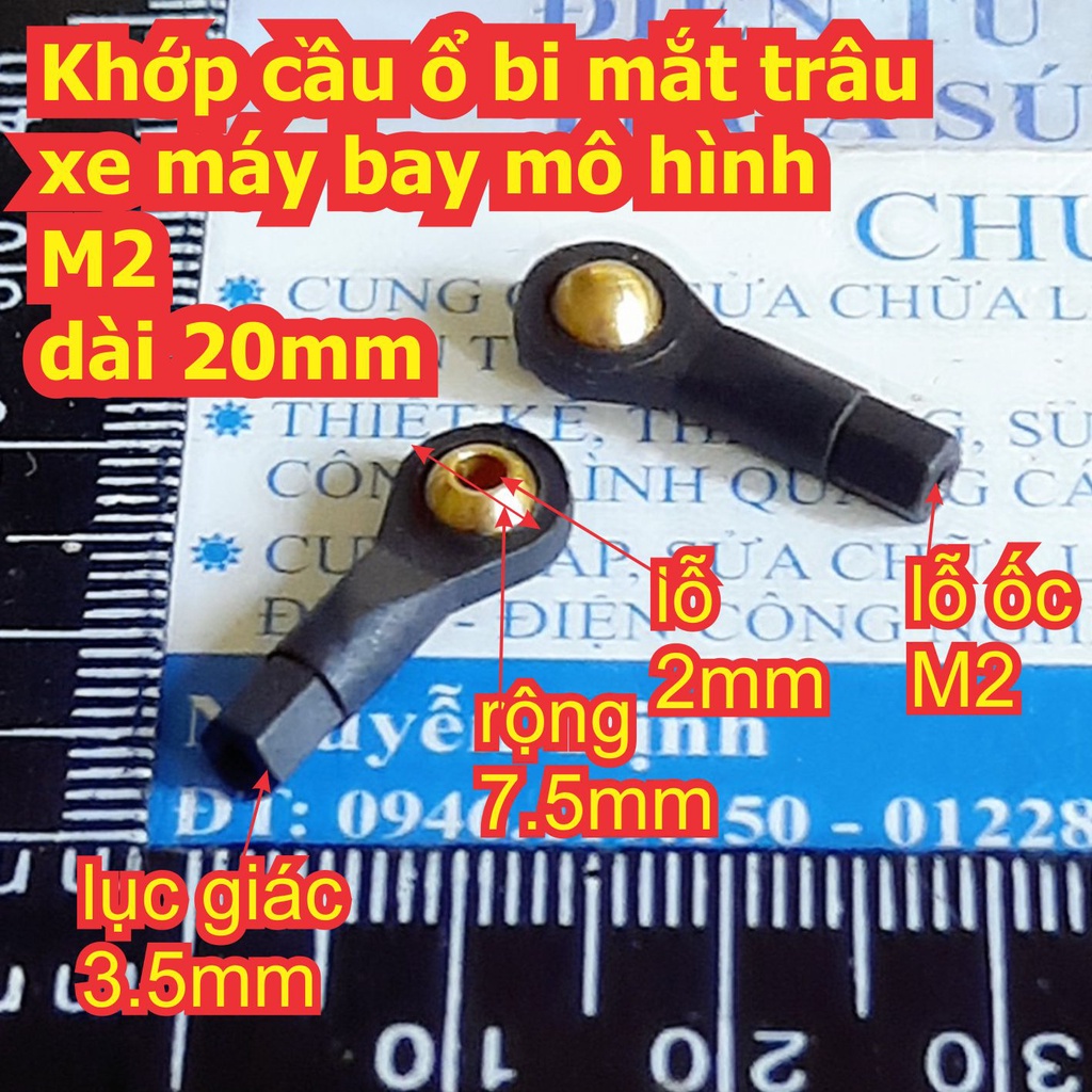 2 cái Khớp cầu ổ bi mắt trâu xe máy bay mô hình M2 dài 20mm kde7804