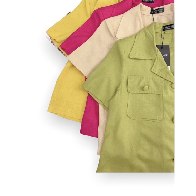 Áo kiểu sơ mi nút bọc vải Linen, thời trang nữ cao cấp!