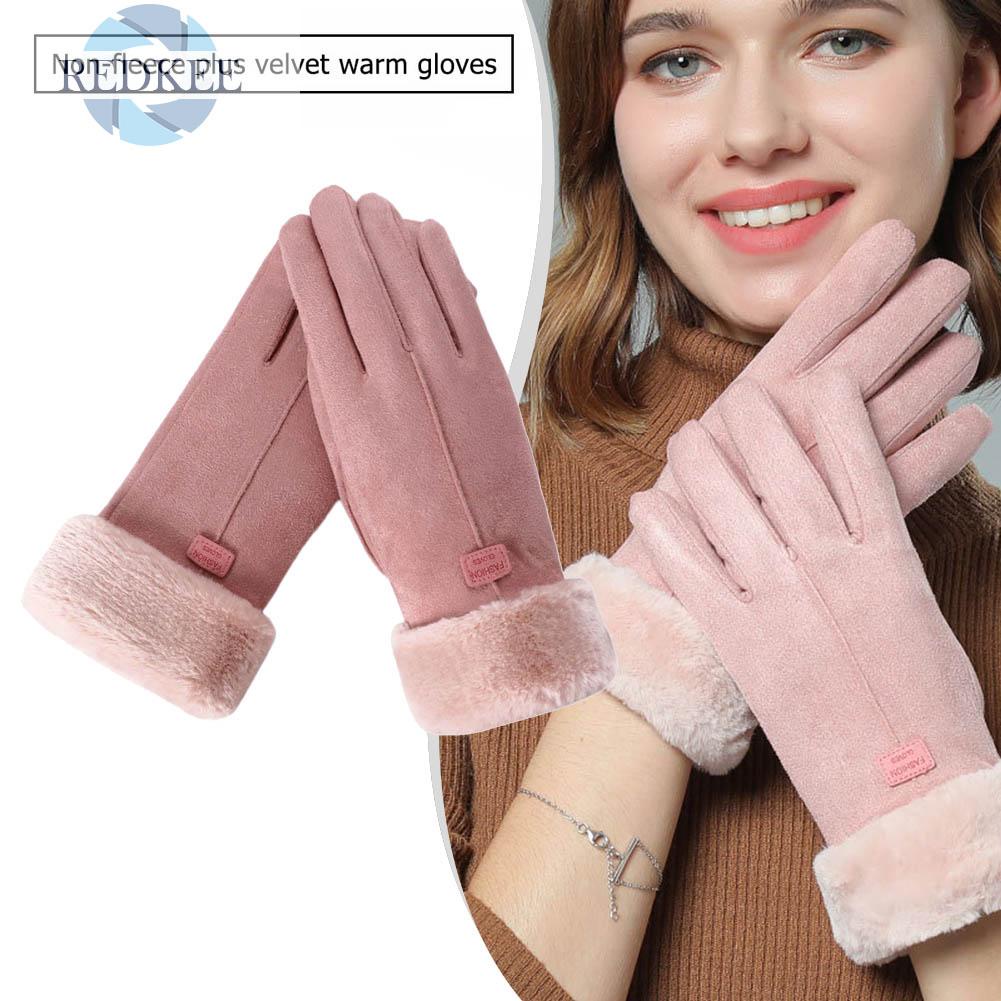 Đôi Găng Tay Da Lộn Giữ Ấm Cảm Ứng Thời Trang Cho Nữ