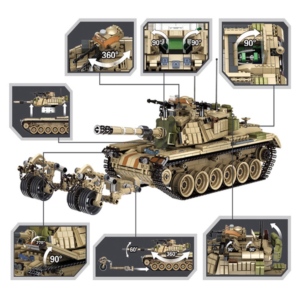 Đồ chơi Lắp ráp Mô hình xe tăng Panlos 632004 Military WW2 Series 1753PCS Israel M60 MAGACH Main Battle Tank