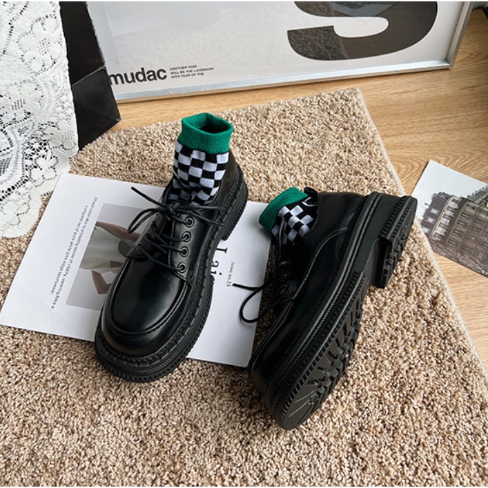 - Giày Oxford Nữ da cao cấp Cổ Thấp Đế Dày Tăng Chiều Cao Phong Cách Hàn Quốc N3